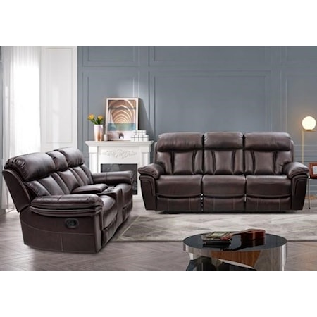 Power Reclining Sofa and Power Reclining Loveseat with Center Storage Console Set