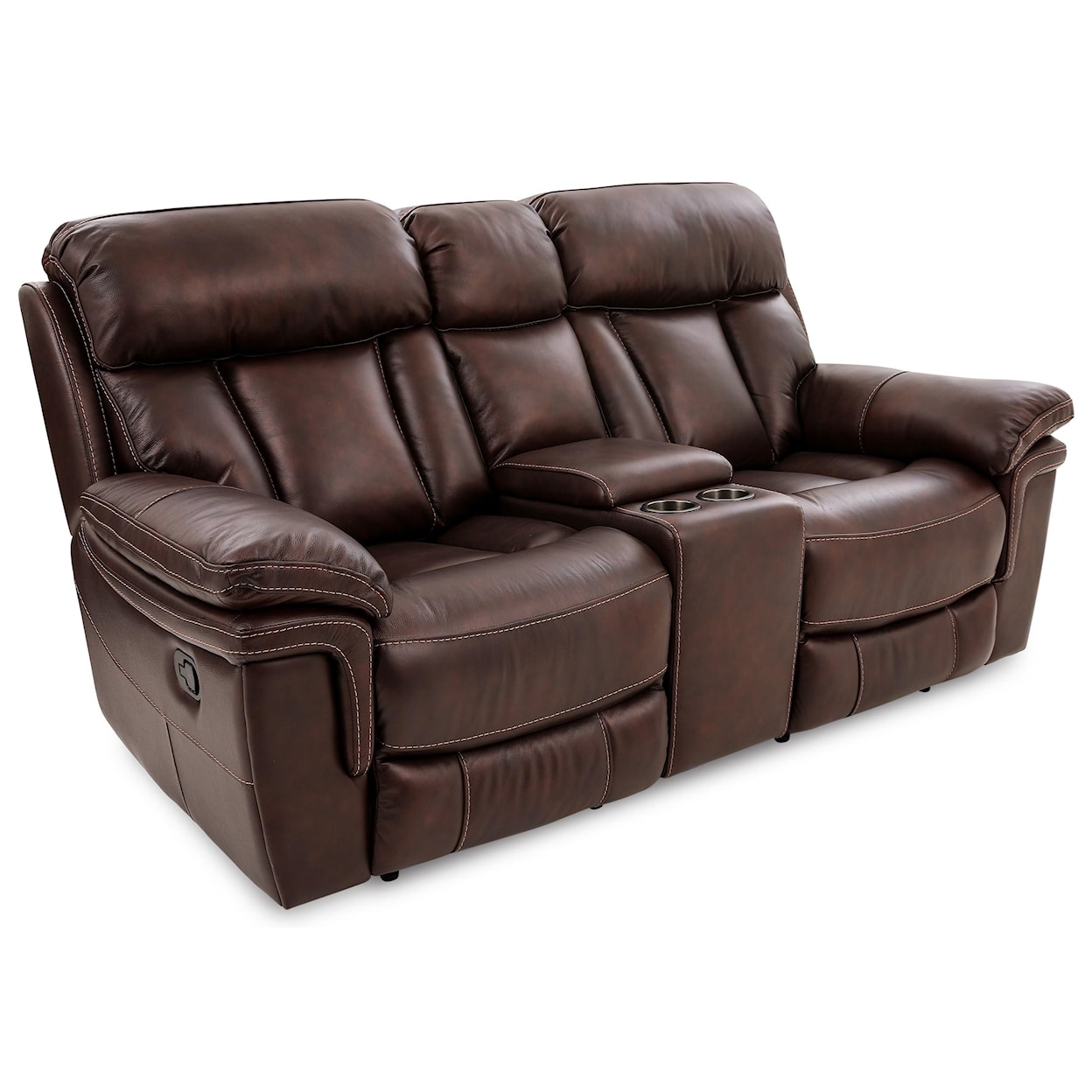Cheers Bryant LEATHER RECLINING LOVESEAT W/CONSOLE