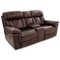 LEATHER RECLINING LOVESEAT W/CONSOLE