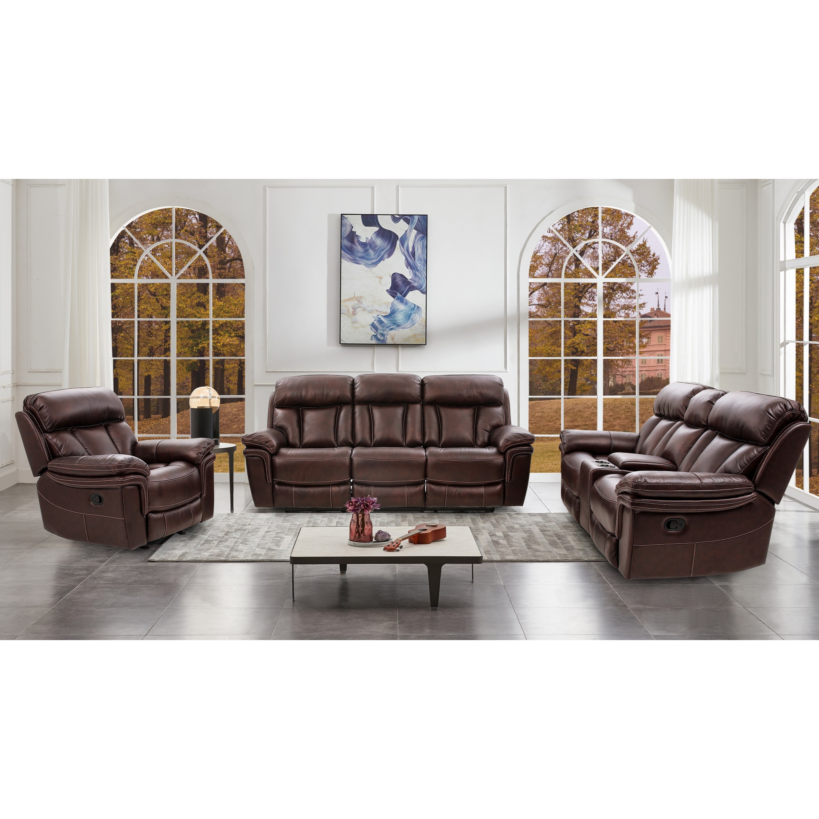 Leather Pwr Reclining Love w/ Pwr Headrests