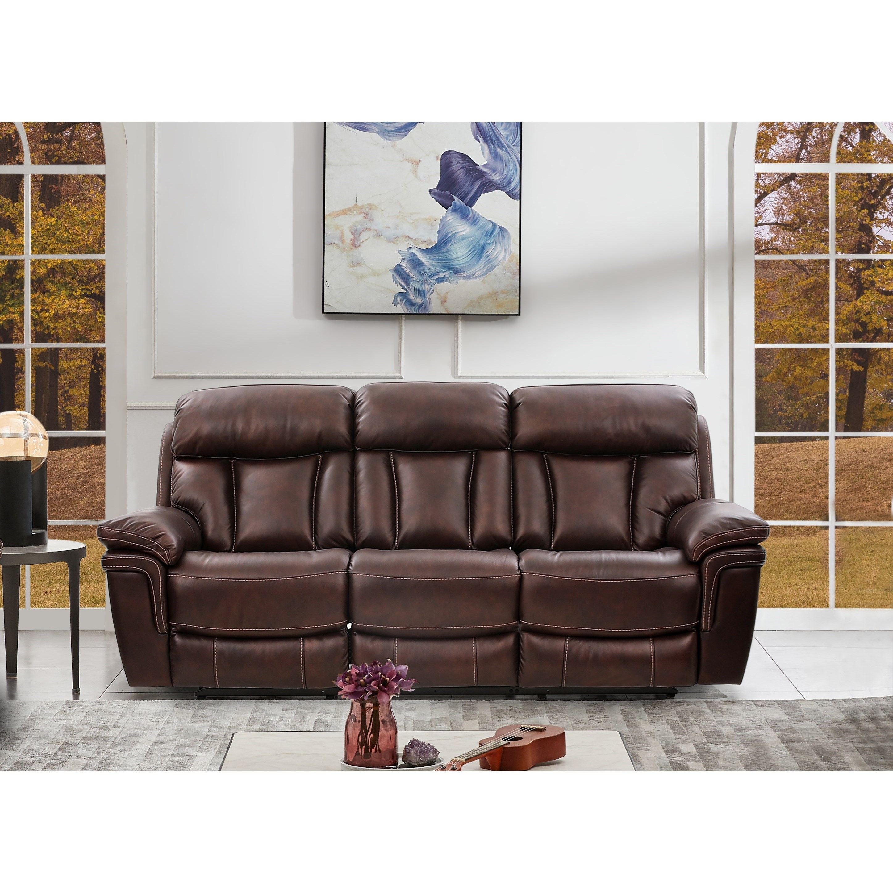Leather Pwr Reclining Sofa w/ Pwr Headrests