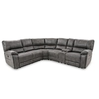 Contemporary 6-Piece Power Reclining Sectional with Cupholders