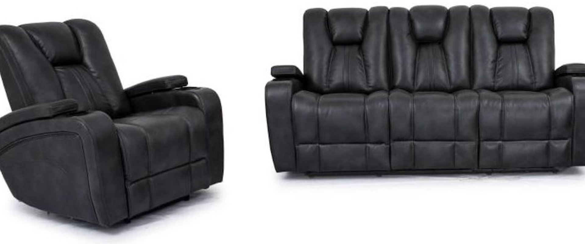 Reclining Sofa with Drop Down Table and Glider Recliner Set