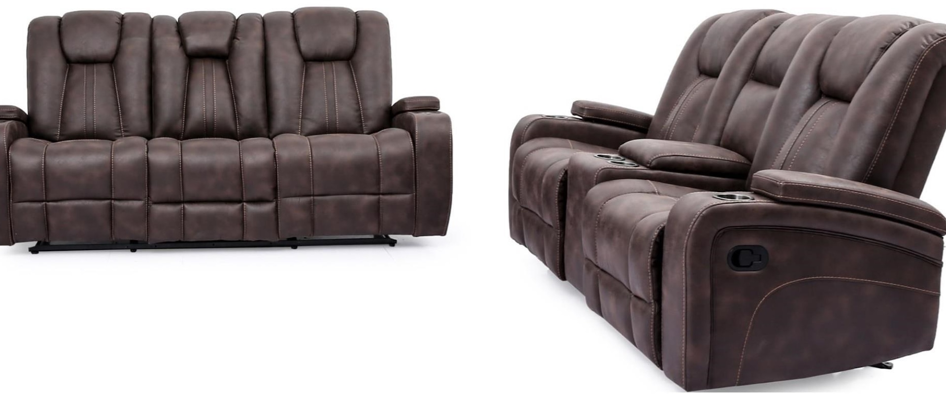 2PC Motion Sofa Glider Love Seat Set