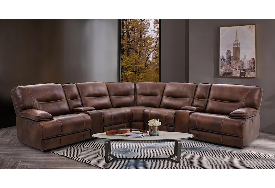 Braydon  7 Piece Leather Power Reclining Sectional by Cheers at Royal Furniture