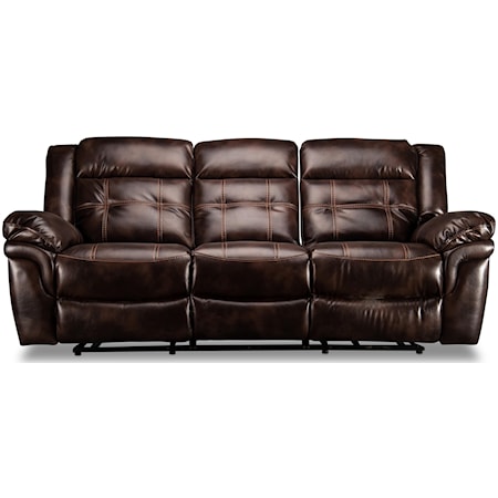 91" Reclining Sofa with Baseball Stitching and Pillowtop Arms