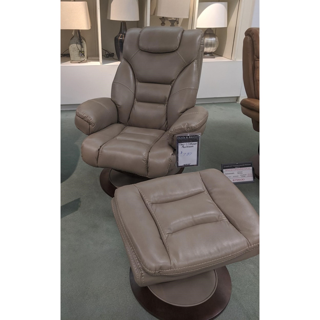 Cheers K827 Bolero Oyster Recliner and Ottoman