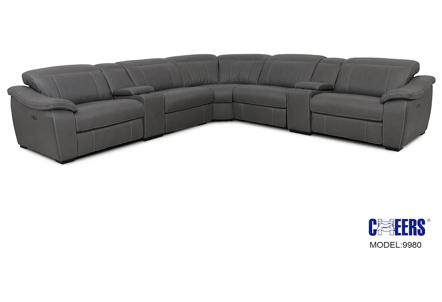 U80091 Power Reclining Leather Sectional by Cheers at Furniture Fair - North Carolina