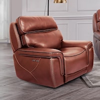 Casual Power Recliner with Power Lumbar and Headrest