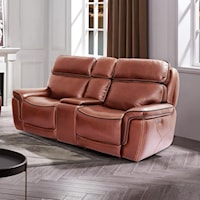 Casual Power Reclining Loveseat with Power Lumbar and Headrest