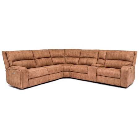 Contemporary 6-Piece Power Reclining Sectional with Power Headrests and USB Ports