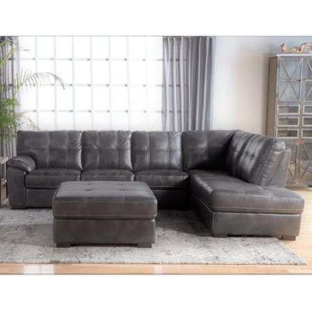 Tufted Sectional with Bumper Chaise