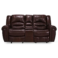 Reclining Leather Loveseat with Center Console