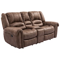 Reclining Leather Loveseat with Center Console