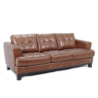 Tufted Leather Three Cushion Sofa