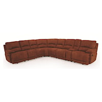 Casual Reclining Sectional Sofa with Right Storage Console and Cupholders