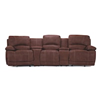3-Seat Leather Theater Seating with Consoles and Cupholders