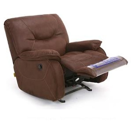 Contemporary Recliner with Pillows & Curved Front