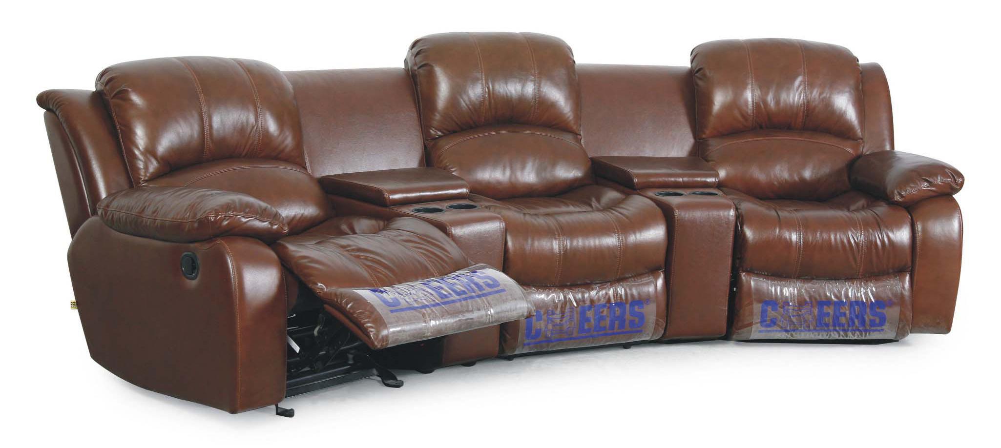 3-Person Leather Theater Seating