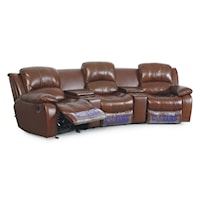 3-Person Leather Theater Seating with Storage and Cupholders