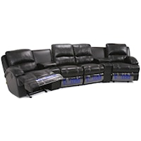 Casual Curved Theater Sectional with Storage and Cupholders