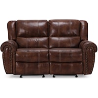 Casual Power Reclining Loveseat with Nailhead Trim