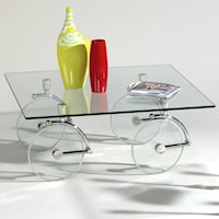 Contemporary Glass Caster Cocktail Table