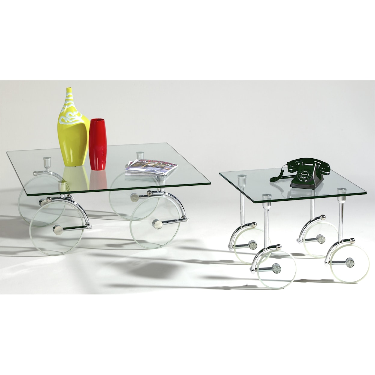 Chintaly Imports 1105 Glass Caster Cocktail Table