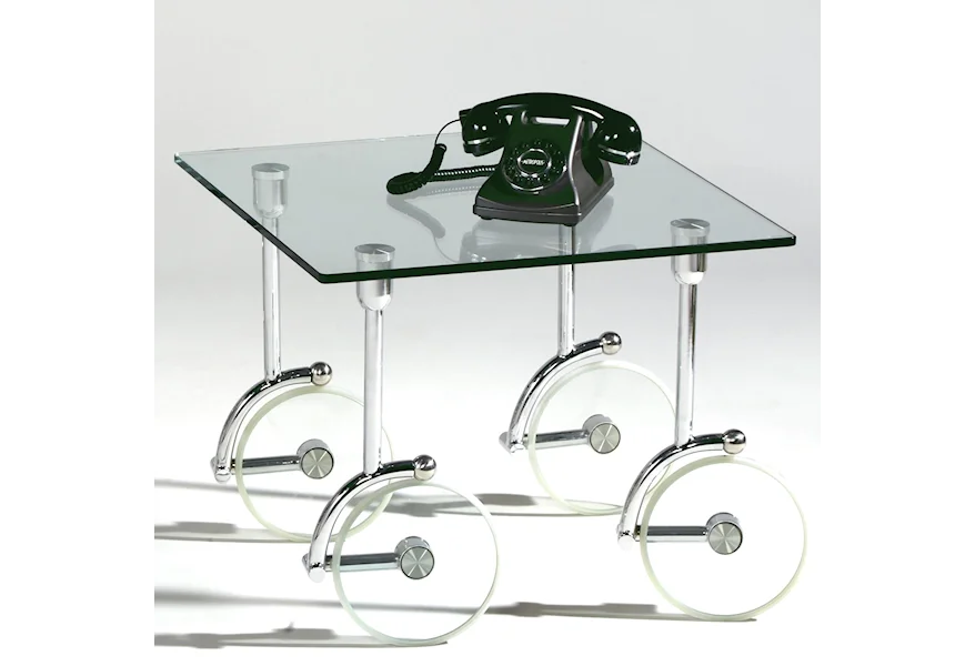 1105 Glass Caster Lamp Table by Chintaly Imports at Nassau Furniture and Mattress