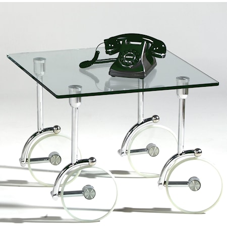 Glass Caster Lamp Table