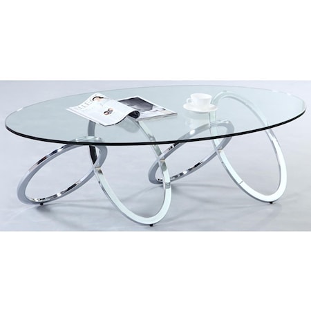 Oval Glass Top Cocktail Table