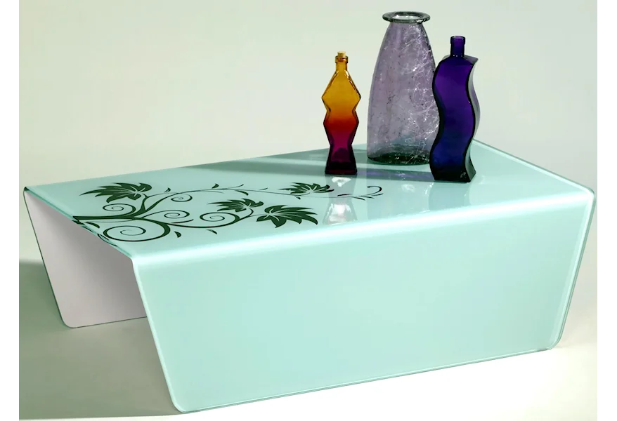 7202 Bent Floral Glass Cocktail Table by Chintaly Imports at Nassau Furniture and Mattress