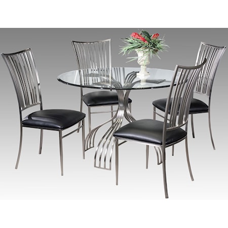 5-Piece Glass Top Dining Table Set