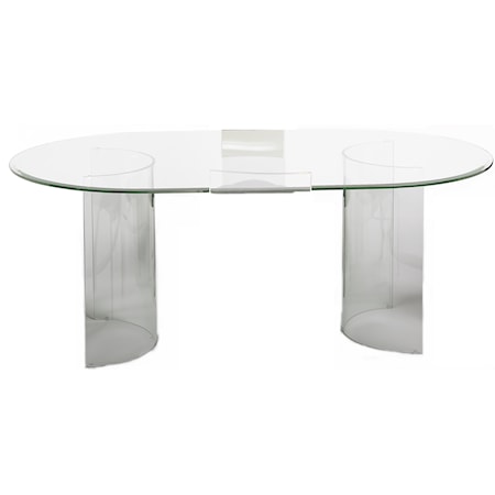 "C" Base Racetrack Glass Top Dining Table