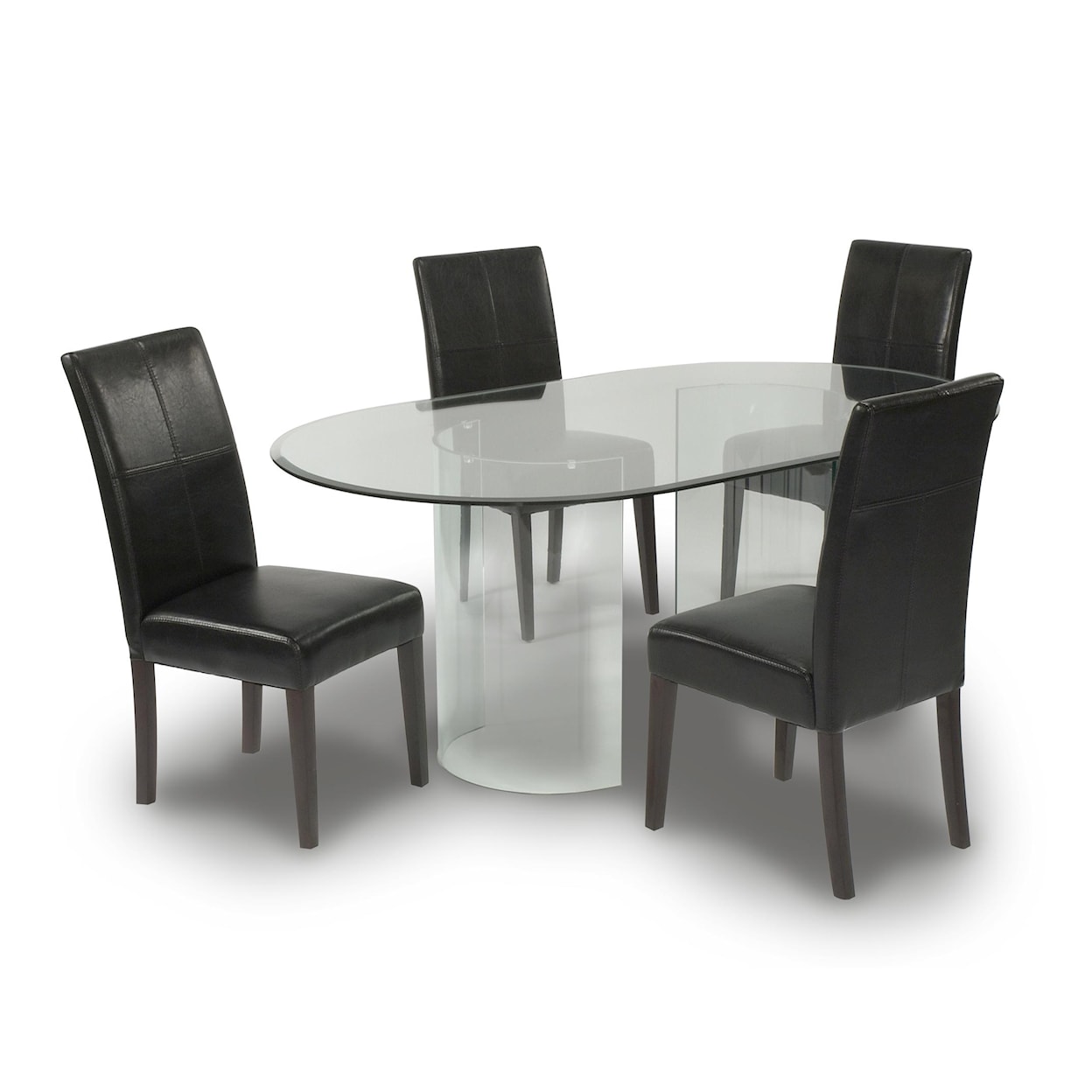 Chintaly Imports CBASE "C" Base Racetrack Glass Top Dining Table