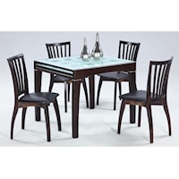 5-Piece Contemporary Solid Oak Dining Table & Side Chair Set