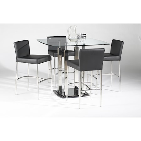 5 Piece Square Pub Table and Chair Set