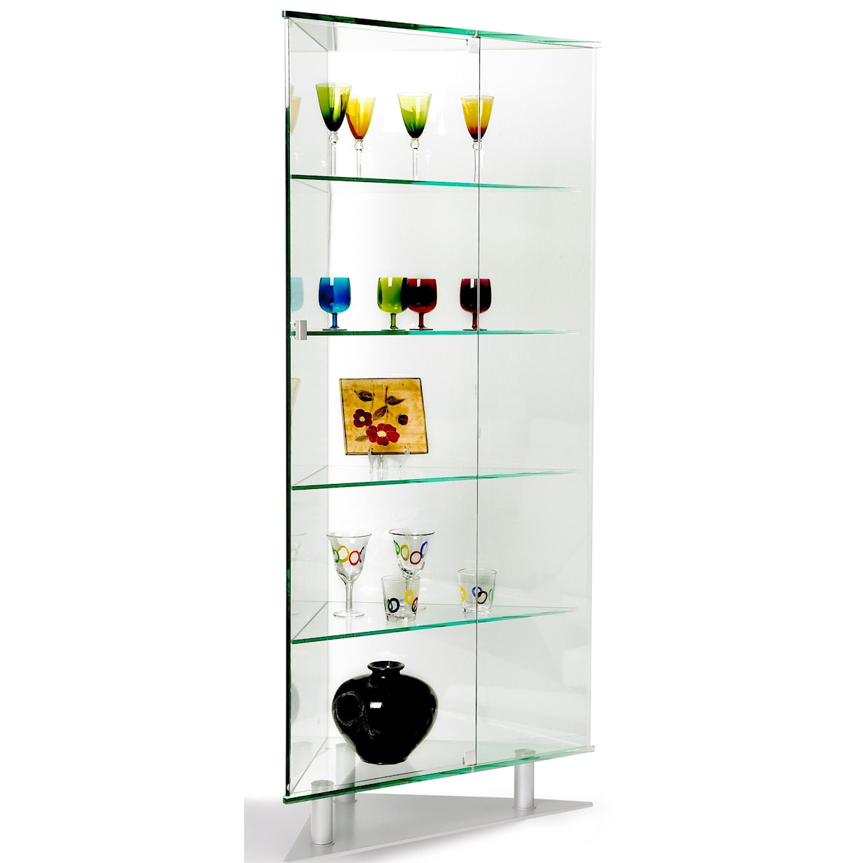 Chintaly Imports Curios All Glass Triangle Curio