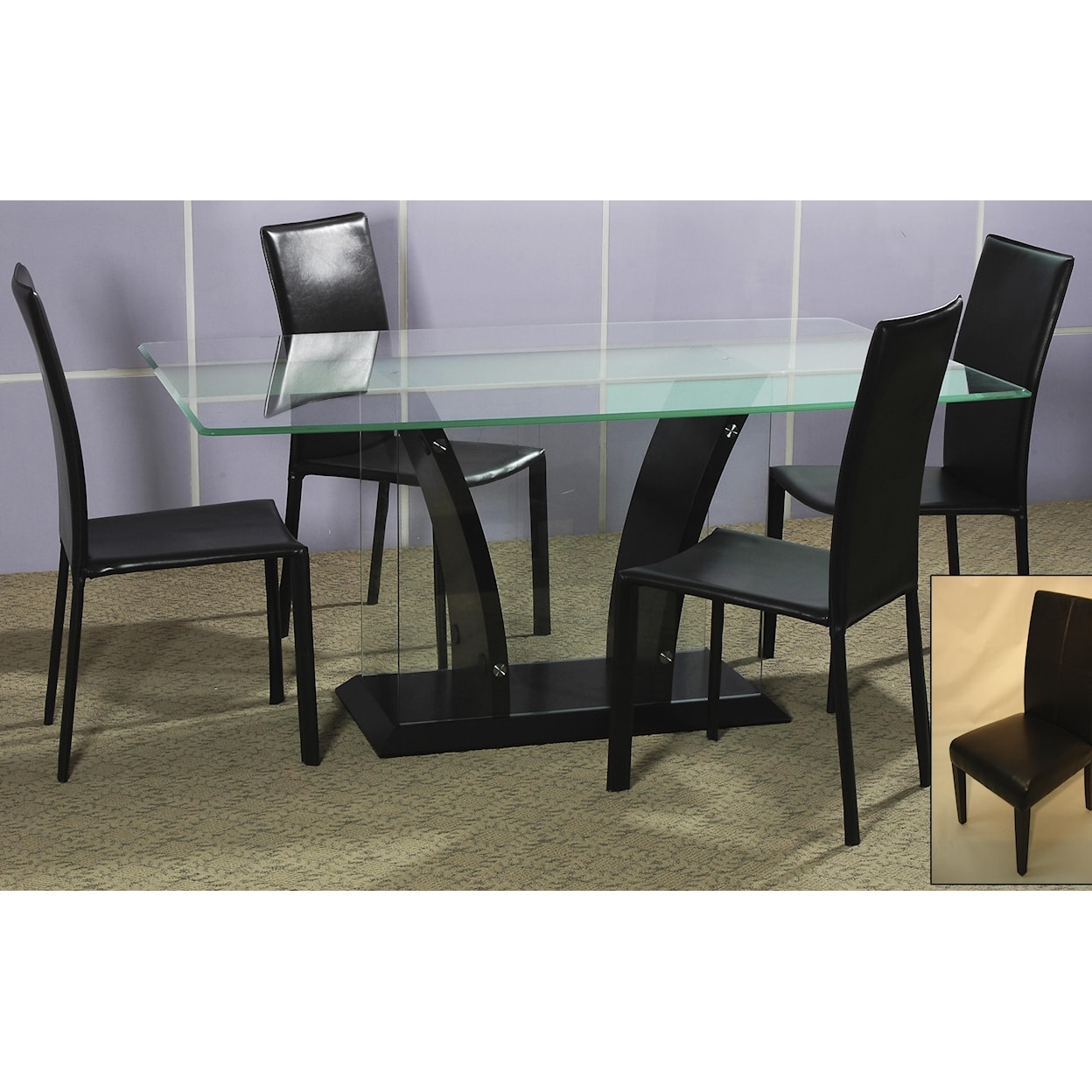 Chintaly Imports Flair 5-Piece Glass Top Dining Table Set