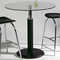 Round Glass Top Pub Table with Chrome Finish & Black PVC Pedestal