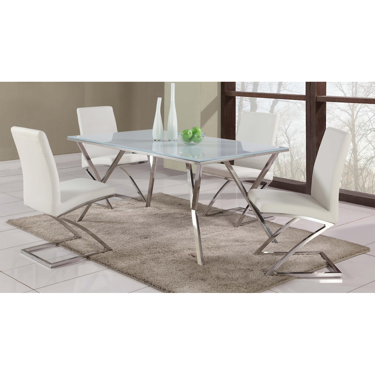 Chintaly Imports Jade Starphire Glass Top Dining Table