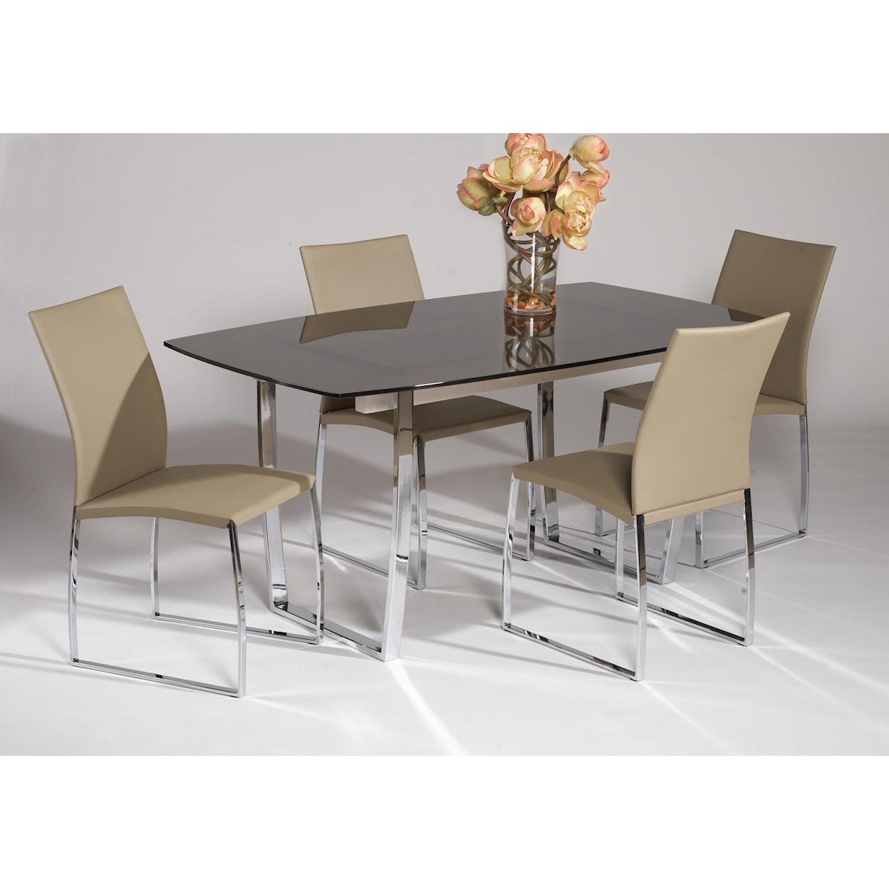 Chintaly Imports Marcy 5-Piece Glass Top Dining Set