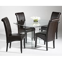 Five Piece V-Base Table and Parsons Chair Dining Set