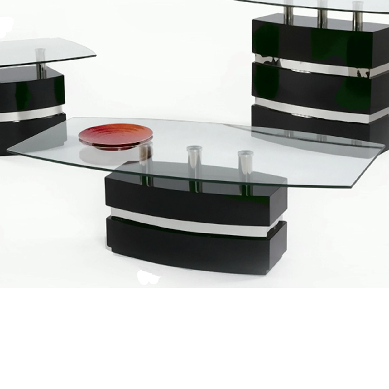 Chintaly Imports Xenia Boat Shape Glass Top Cocktail Table