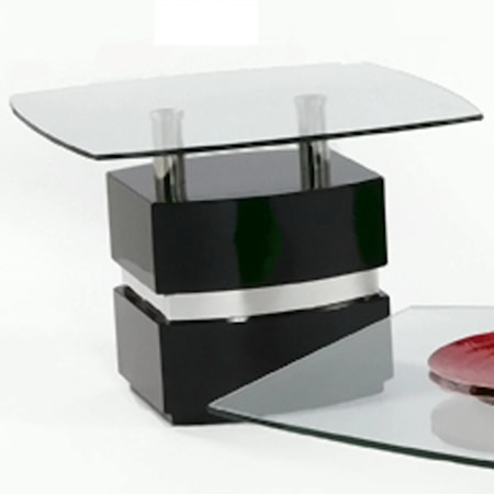 Boat Shape Glass Top Lamp Table