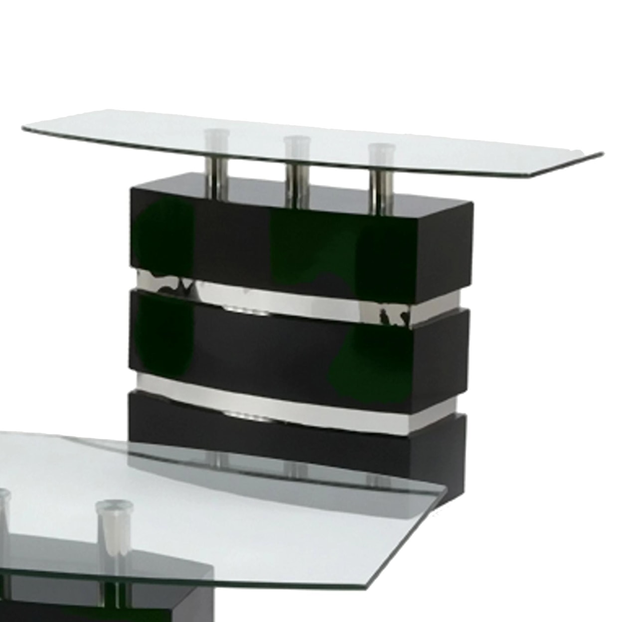 Chintaly Imports Xenia Boat Shape Glass Top Sofa Table