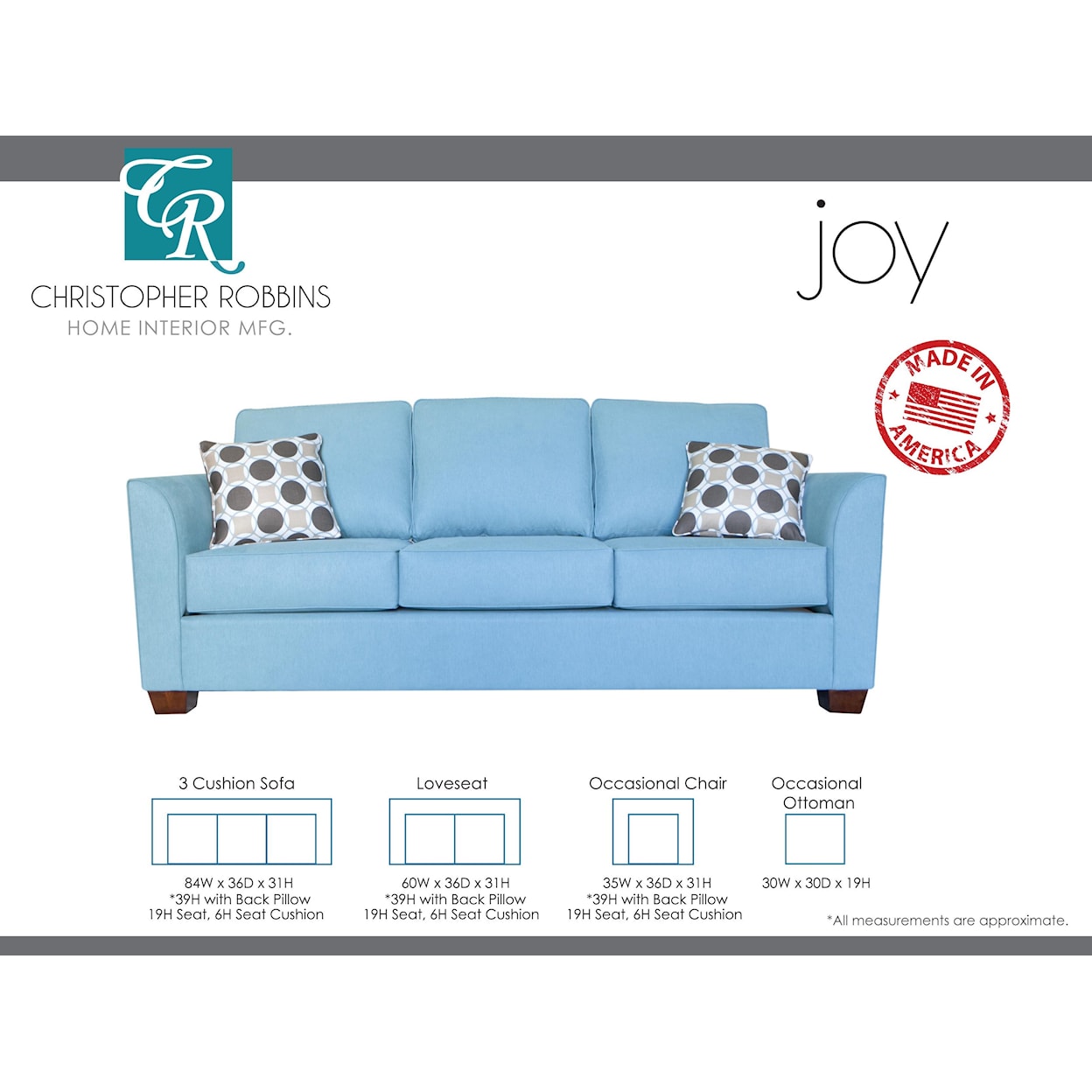 Sussex Upholstery Co. Joy 3 Cushion Sofa