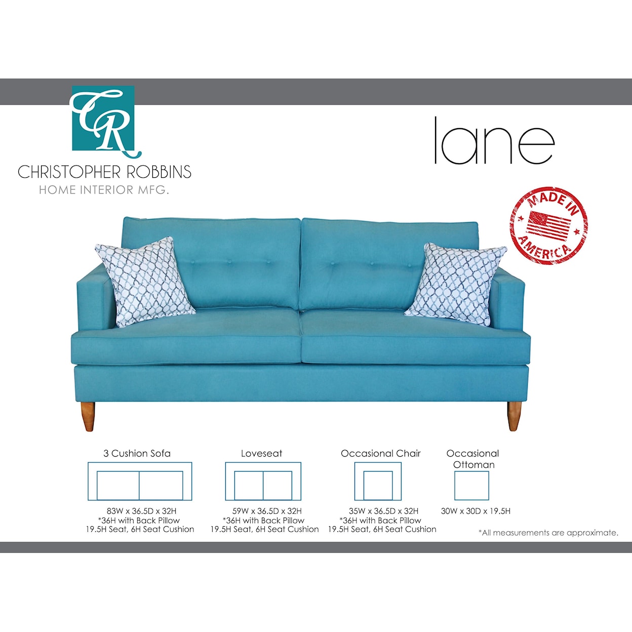 Sussex Upholstery Co. Lane 2 Cushion Sofa