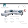 Sussex Upholstery Co. Parker 3 PC Sectional L Armless Chaise + Corner + R