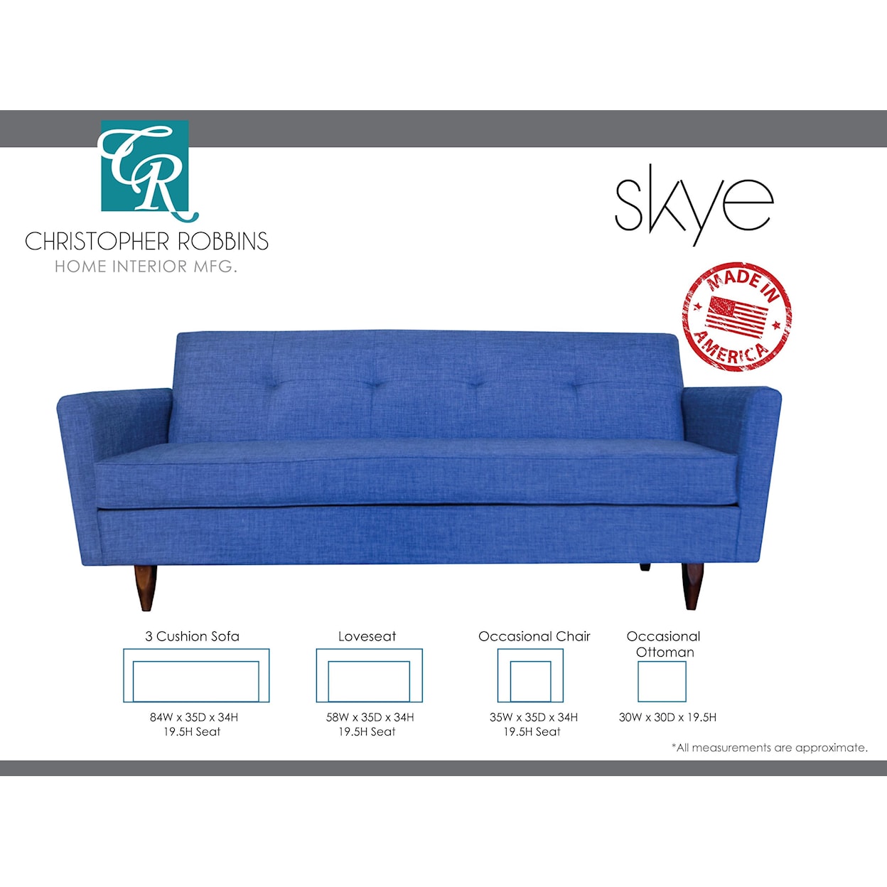 Sussex Upholstery Co. Skye Bench Cushion Sofa